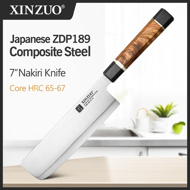 XINZUO-cuchillo Nakiri de 7 pulgadas, Original, japonés, acero inoxidable,  potencia de ZDP-189, con G10
