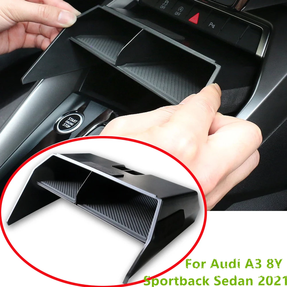 Organizer Console Centrale Coleya Per Audi A3 8Y 2021-2023 - Portaoggetti Con Tappetino Antiscivolo, Nero - Foto 2