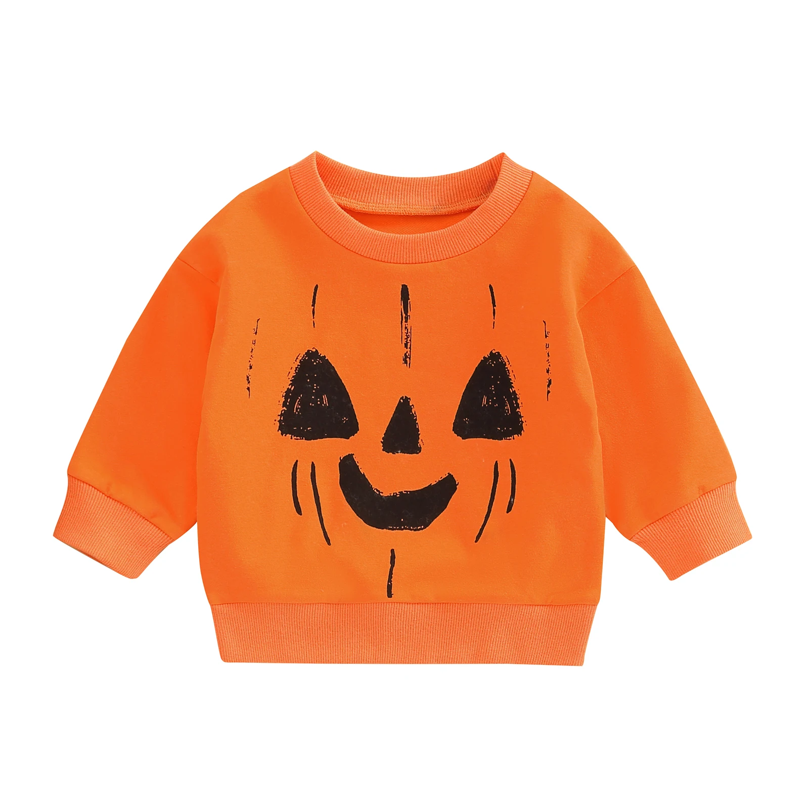 

BeQeuewll Toddler Boys Girls Halloween Pullover Orange Long Sleeve For Autumn Pumpkin Print Sweatshirt For Halloween