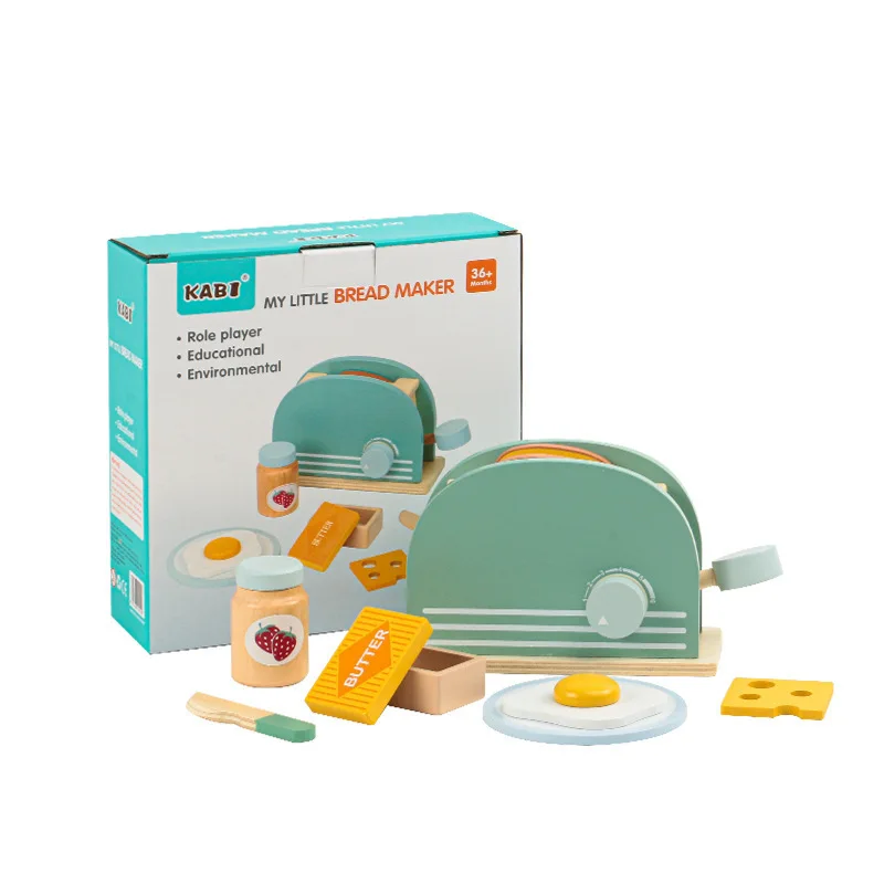 Kids Kitchen Toy Set Wooden Coffee Maker Set Simulation Cookie Maker Kit Pretend Play Educational Toys Gifts for Girls Boys