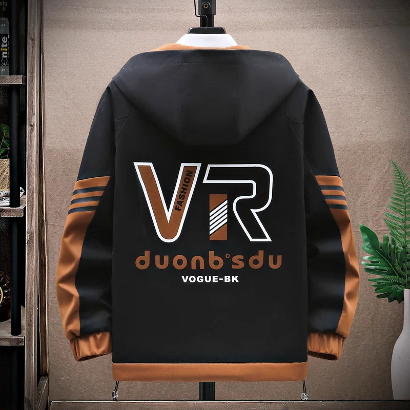 New 2024 Spring And Autumn Men's Hooded Jackets Casual Youth Streetwear Windproof Loose Coats Sports Outdoor Top Parkas Clothing
