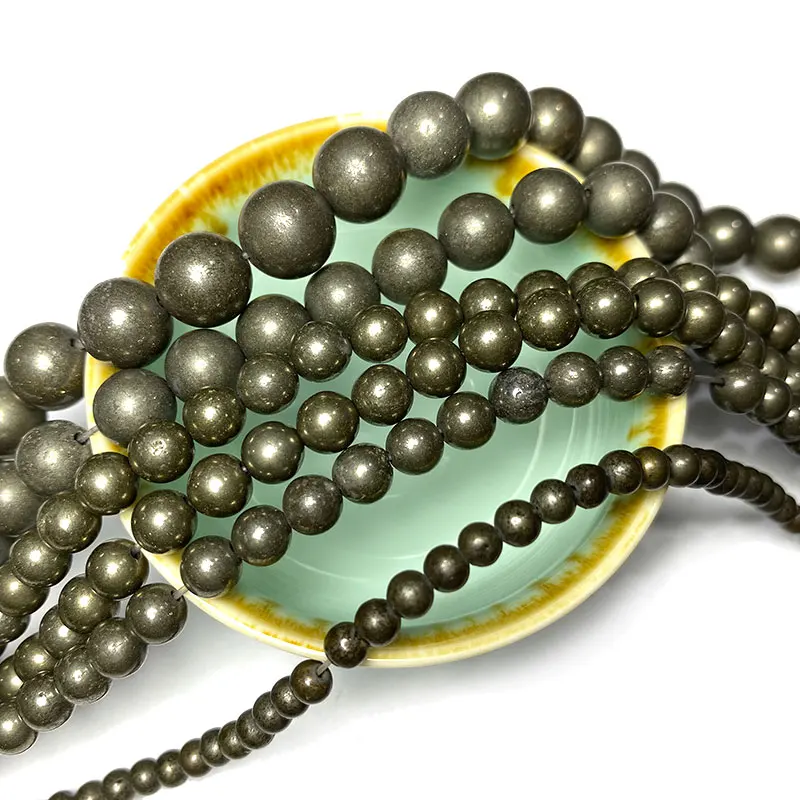 Natural Pyrite Heart Beads - 8mm, 15-inch Strand, For Jewelry Making (JOE FOREMAN)