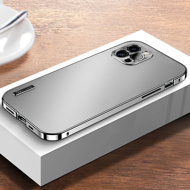 2022 NEW Metal aluminium alloy Case for iPhone 13 12 11 Pro Max Camera Protective Case iphone Original Color Phone Back Cover Silver