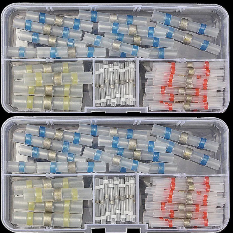 AUPROTEC 75 Connettori Termoretraibili Saldanti – Kit Assortito Per Cavi 0.35-6mm² (Bianco, Rosso, Blu, Giallo) – Giunzione Impermeabile IP67