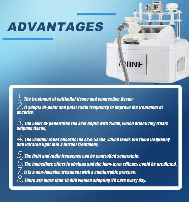 VelaShape Machine 5 In 1 For Body Contouring 12 <h3 class="features--headline">Features and benefits</h3> VelaShape is a non-invasive procedure that doesn't require surgery or downtime. VelaShape can help contour the body by reducing fat in targeted areas. VelaShape reduce the cellulite and improve the texture and tone of the skin VelaShape can help tighten sagging skin and improve skin laxity <hr /> <h5></h5> <h5><span class="tw-text-2xl tw-font-bold" style="color: #99ccff;">IN STOCK READY TO SHIP</span></h5> <h5><span class="tw-text-2xl tw-font-bold" style="color: #99ccff;">1 YEAR WARRANTY + 3 YEAR TECH SUPPORT</span></h5> <h5><span class="tw-text-2xl tw-font-bold" style="color: #99ccff;">30 DAY MONEY-BACK AND <a href="https://salonmachines.com/refund_returns/">RETURN POLICY</a></span></h5> <h5><span class="tw-text-2xl tw-font-bold" style="color: #99ccff;">FREE WORLDWIDE SHIPPING <a href="https://salonmachines.com/shipping-policy/">SHIPPING POLICY</a> </span></h5> <h5><span class="tw-text-2xl tw-font-bold" style="color: #99ccff;">PROFESSIONAL BEAUTY <a href="https://salonmachines.com/">SALON MACHINES</a> EQUIPMENT</span></h5> <div class="product-block product-block--sales-point"></div> VelaShape Machine 5 In 1 For Body Contouring