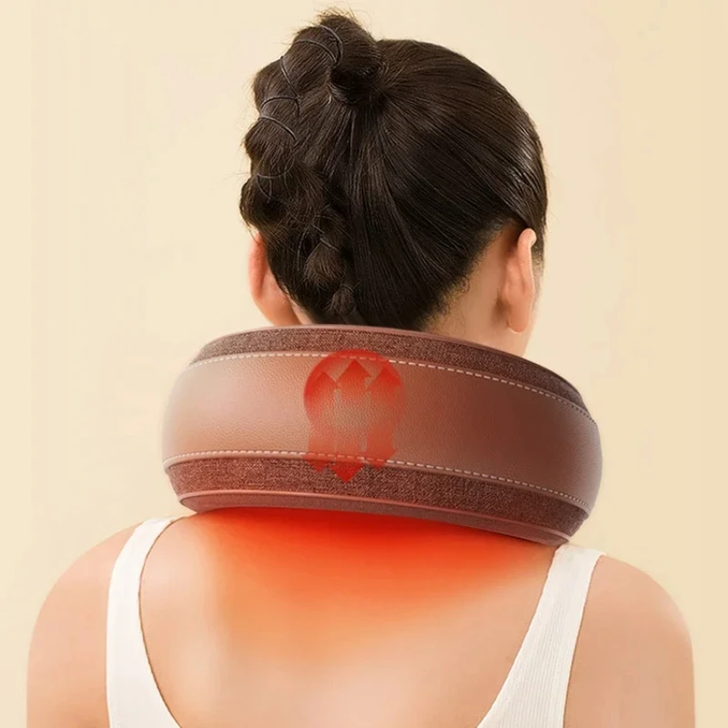 U-shaped Pillow USB Rechargeable Massager Heated Shiatsu Massage Neck Stretcher Cervical Traction Relaxation Orthopedic 4