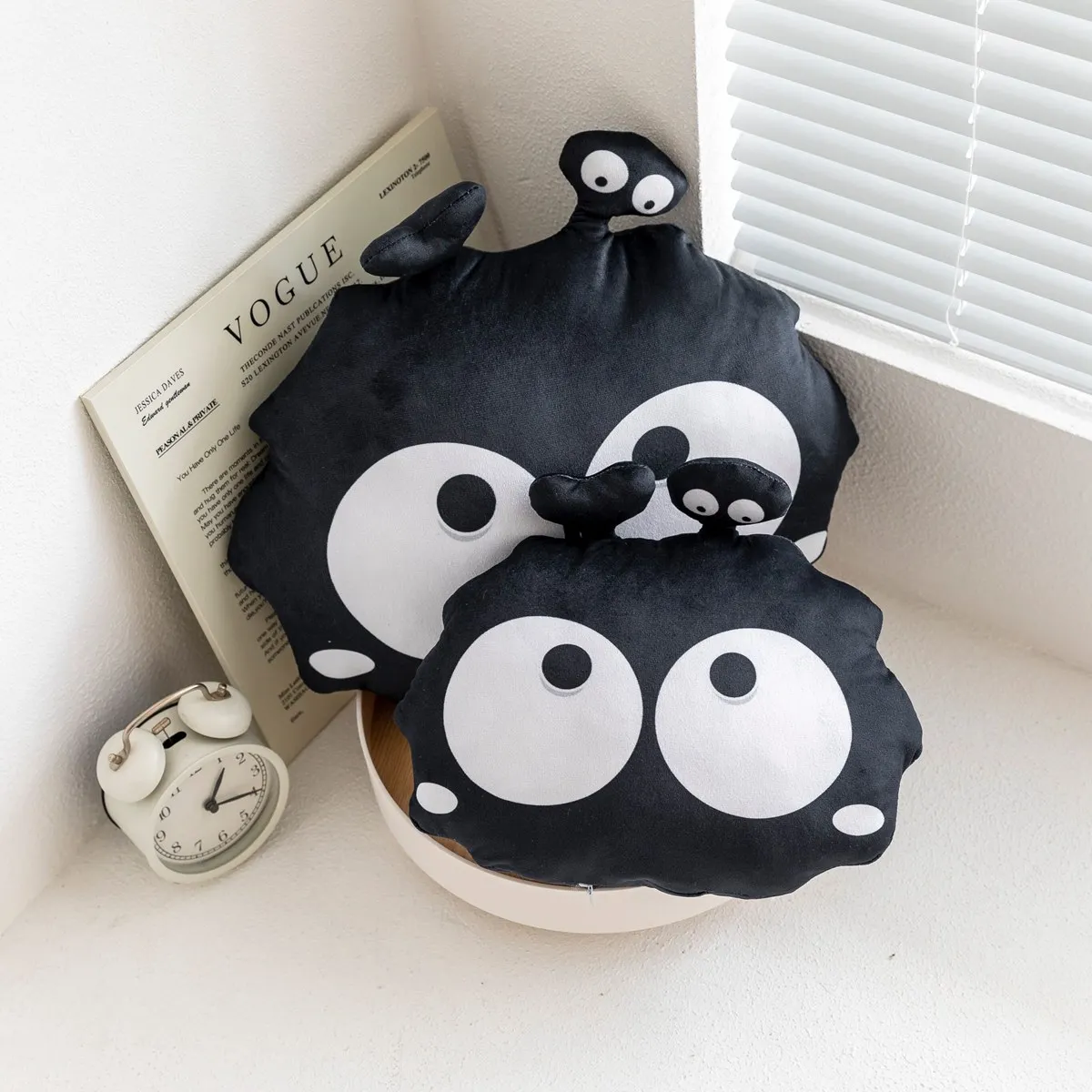 Cute Black Monster Plush Toys Kawaii Ghost Pillow Cushion Stuffed Doll for Children Sleep Hug Pillow Birthday Gift 2