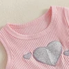 Toddler Girl Sleeveless Romper Dress with Heart Design Round Neck Patchwork Mesh Jumpsuit for Summer Outfits and Clothes 1