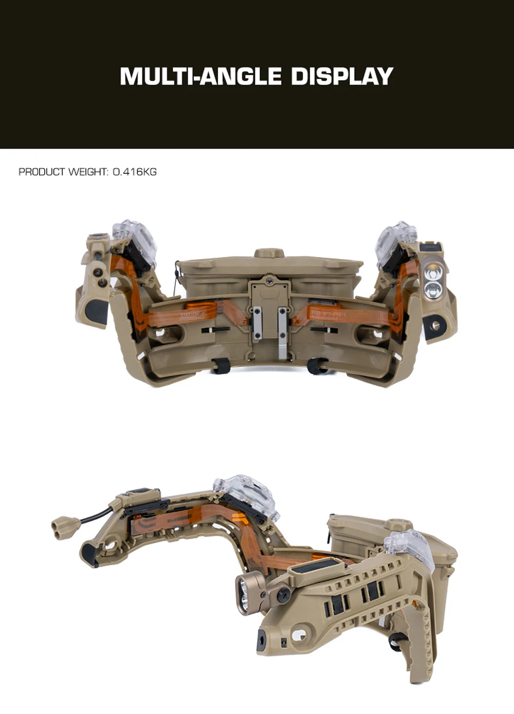 Tactical Modular ARC Rail Helmet Light Set – Battery Box, IR Light, LED Flashlight & Dual Signal Light for FAST Helmets