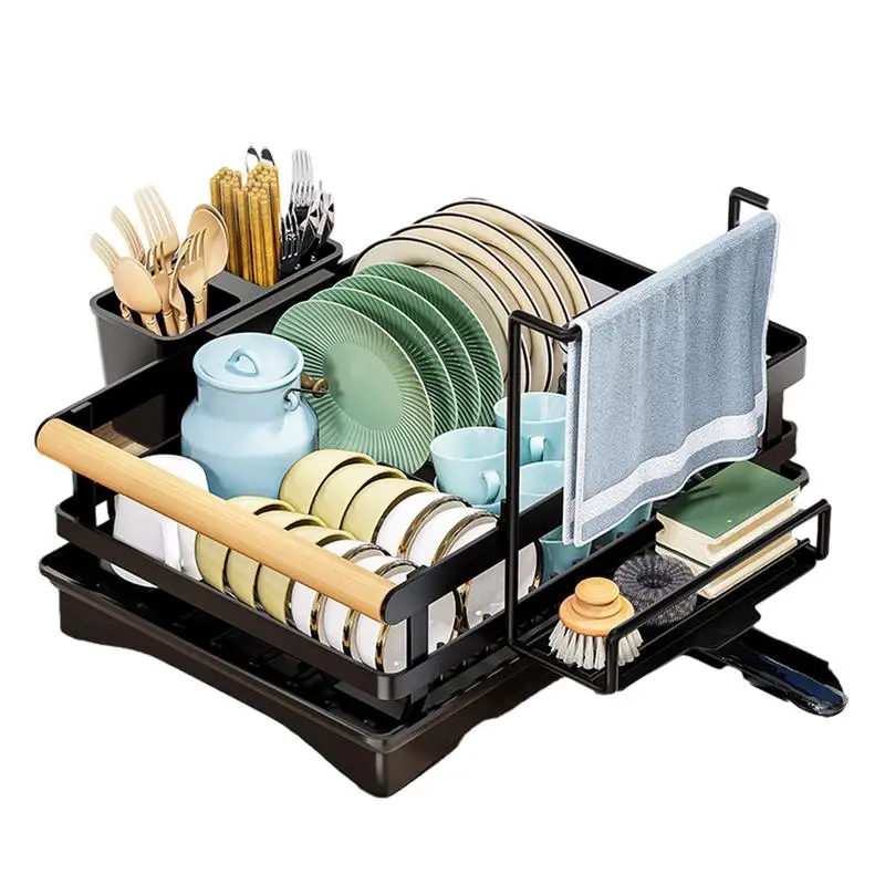 

Stainless Steel Dish Drying Rack Kitchen Counter Dish Organizer Rack With Drainboard And Utensil Holders Dish Drainer Set