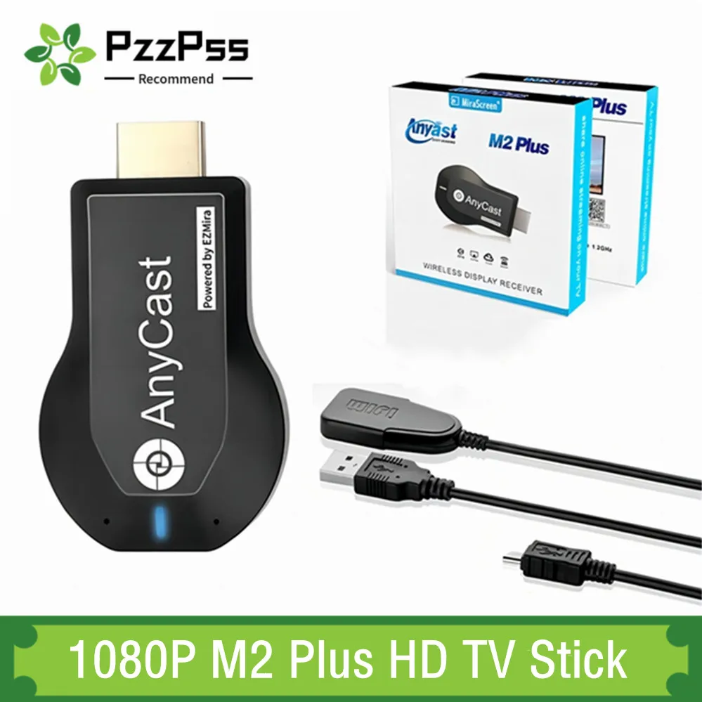 Plus tv Stick Compatível com Hdmi 1080p Display Wifi Receptor Dongle Anycast Dlna Tela Compartilhamento para Ios Android Miracast Airplay m2