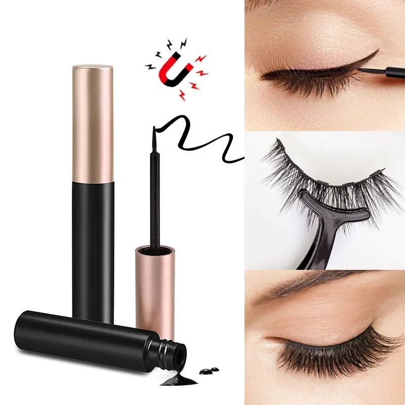 

5Pcs Black Magnetic Eyeliner Glue False Eyelash Extension Magic Self-adhesive Liquid Eyeliner Eye Makeup No Blooming Cosmetics