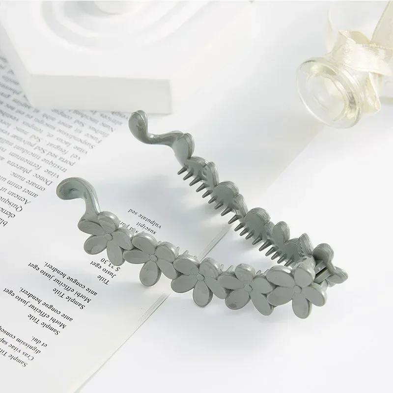 Hair Clips Hair Accessories Korean Simple Frosted Banana Ponytail Holder Back Head Banana Clip Small Flowers Plum Blossom Twisted Clip