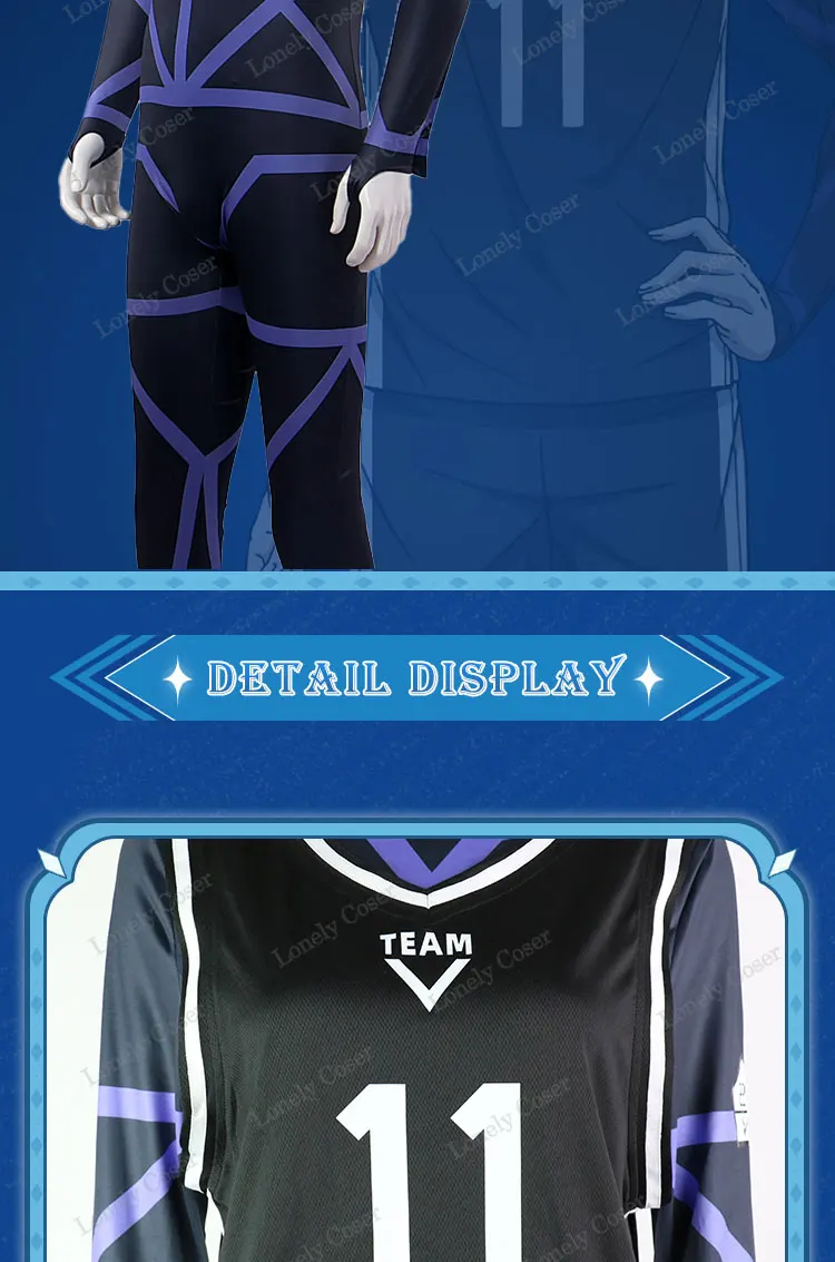Anime Blue Lock Seishiro Nagi Cosplay Costume Wig #11 Team V