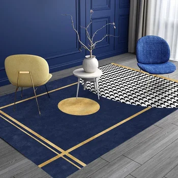 Blue Yellow Geometric Nordic Area Rug 1