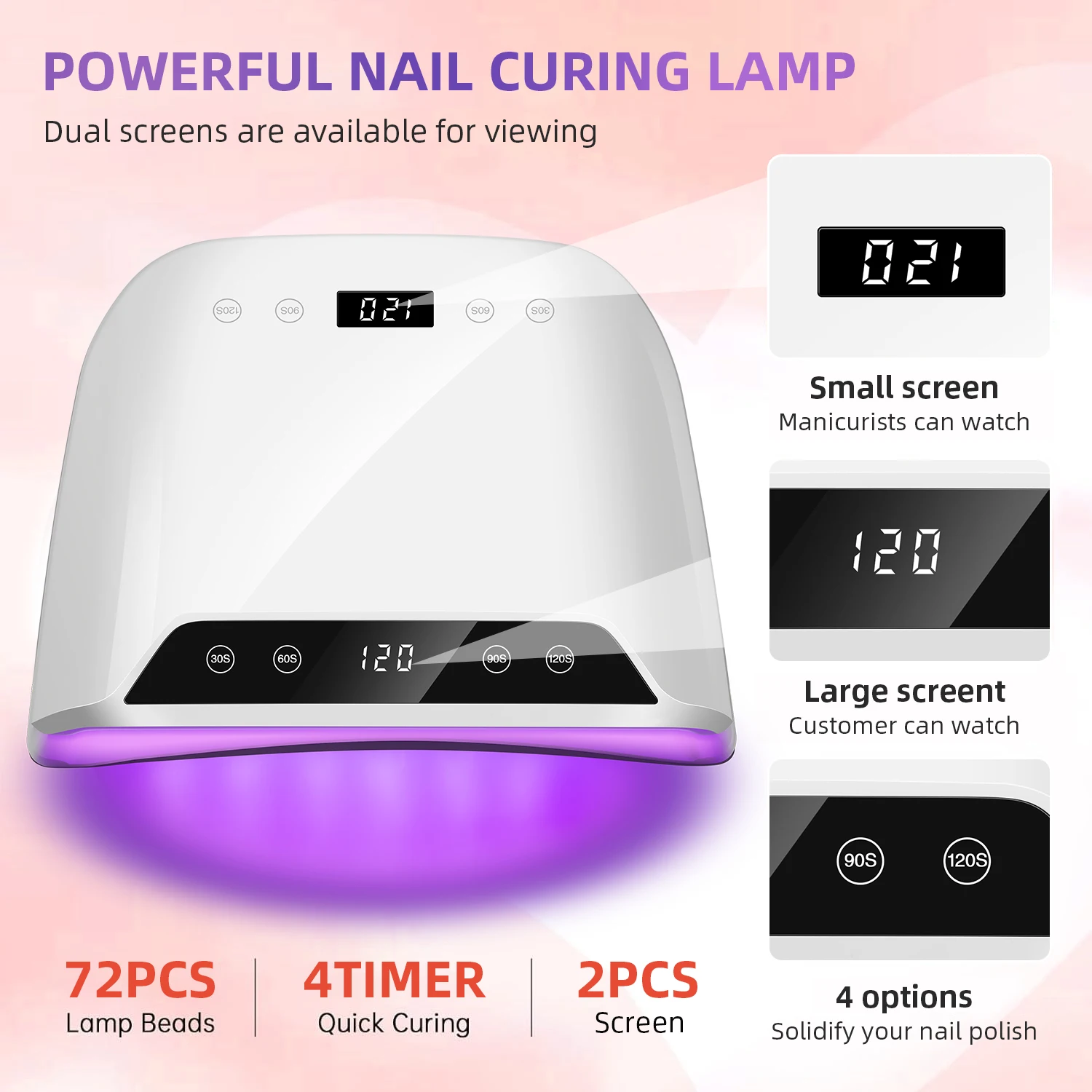 72LEDS Nail Drying Lamp For Nails Gel Polish With 4 Timer Setting HD Display Screen Auto Sensor Professional Nail Drying Machine 2