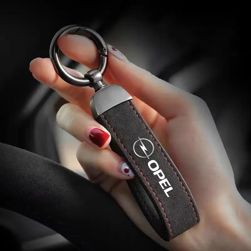 Elegant Tumbled Leather Keychain with Alloy Keyring Pendant Accessory