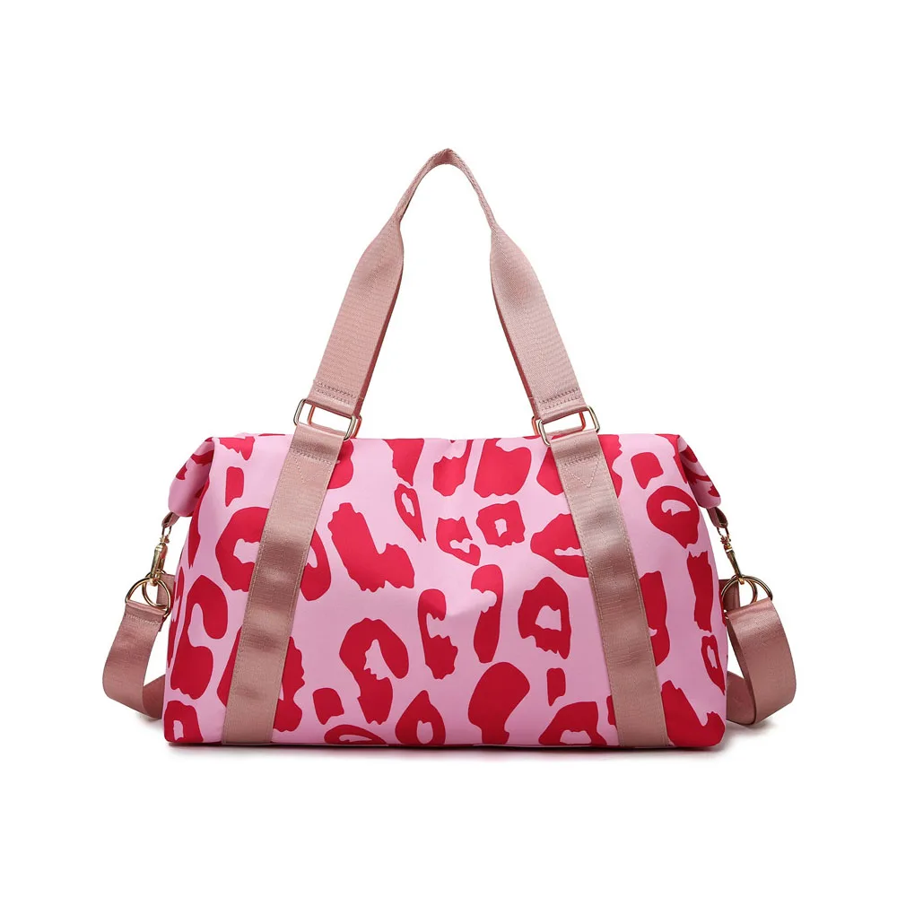 Cow Print Duffle Bag Cute Travel Gym Bag for Women with Shoe