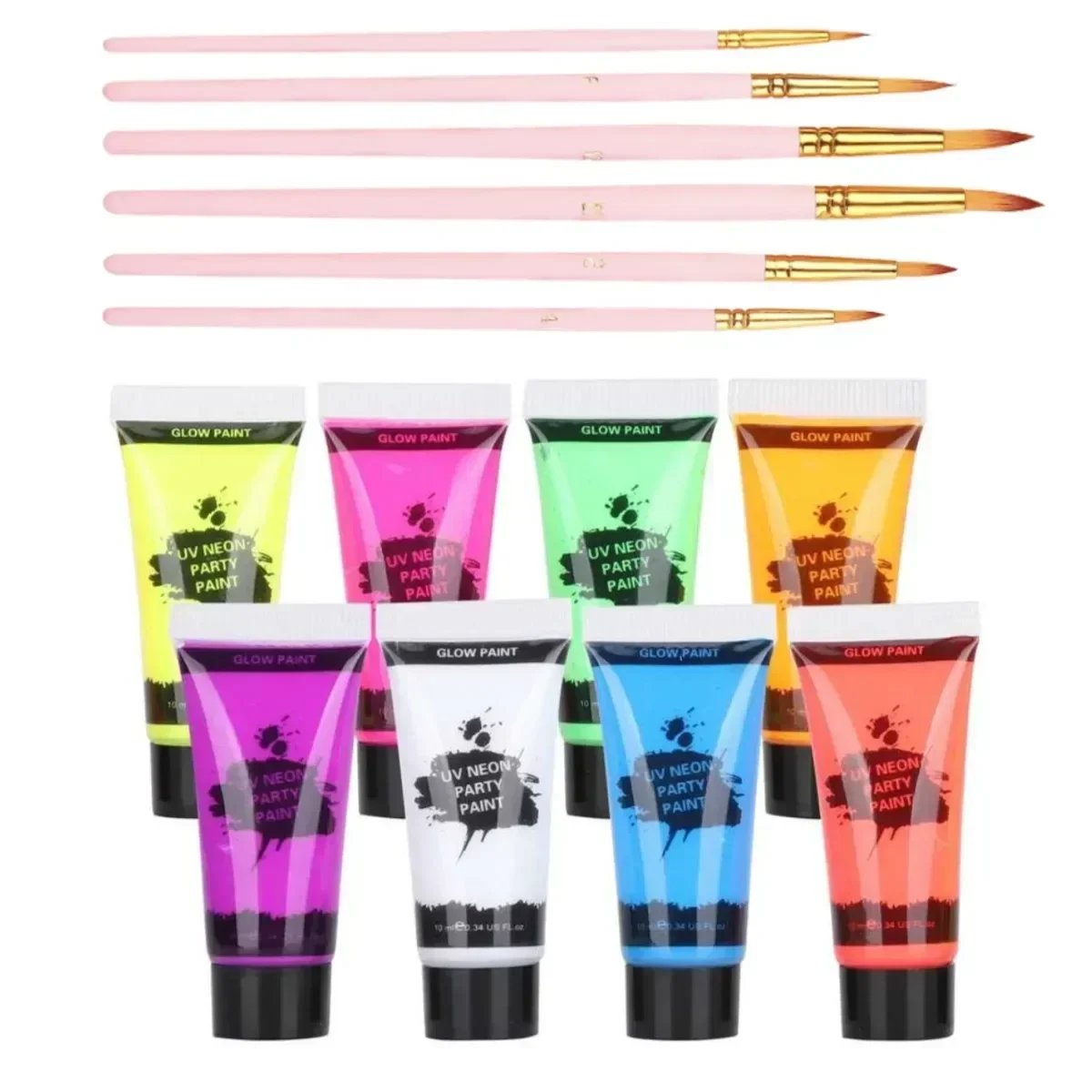 Body face Paint kit Fluorescent Party Halloween eye make up party kids face shied UV Glow Paint kit cosplay makeup