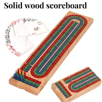 Wood Cribbage Board Game Classic 3 Track Cribbage Board With 9 Cribbage Pegs Portable Card Board Game For Adult Indoor & Outdoor 1