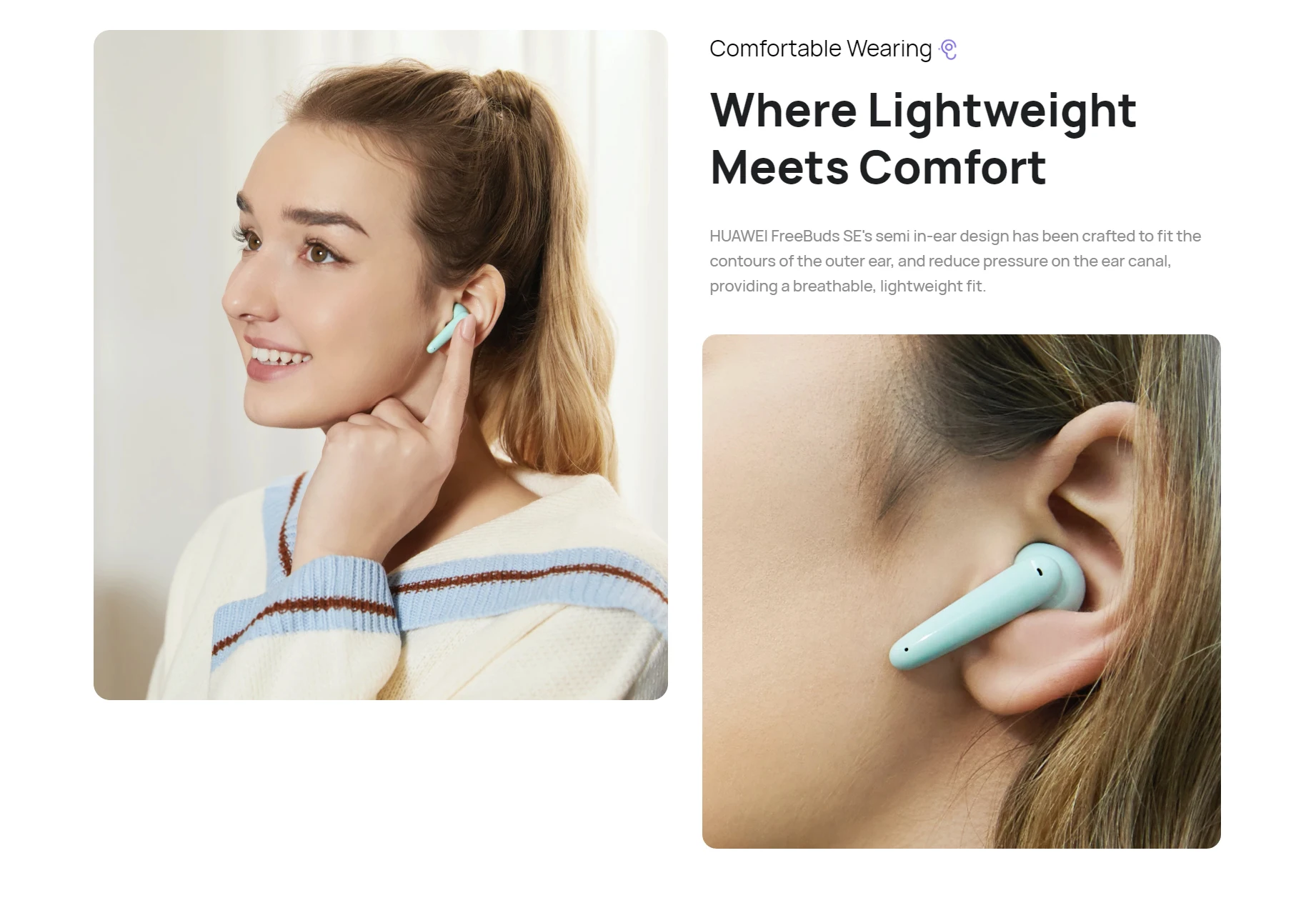 Description Picture 5 of itemOriginal Huawei FreeBuds Se Headphones Wireless Bluetooth 5.2 Earphone Call Noise Reduction Earbuds TWS 10mm Dynamic Headset