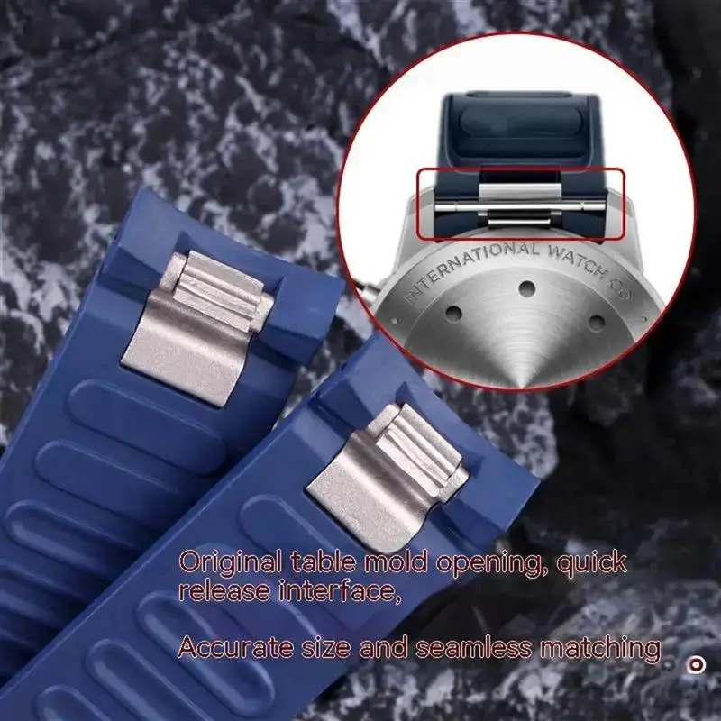 SCHIK Fluororubber Strap For IWC Aquatimer Family Darwin's Adventure IW376803 IW379503 Watch Band Quick-release 22MM Men