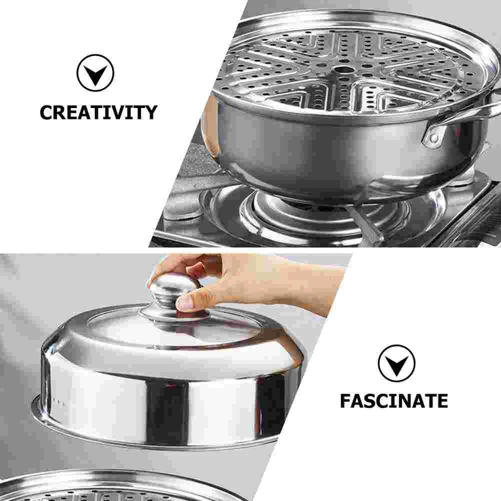 Hotpot Double Layer Soup Steamer Reusable for Food Household Steaming Cookware Silver Stainless Steel Stockpot