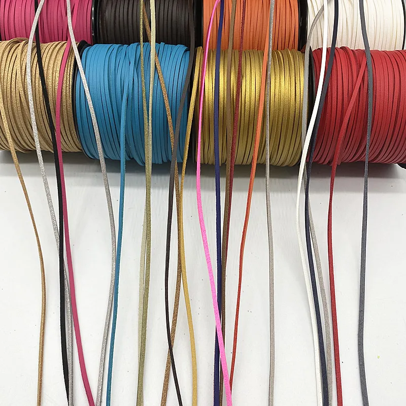 5yards 3mm Flat Faux Suede Braided Leather Lace Cord Korean Velvet Leather Handmade Thread String Rope for Jewelry Making leather cord,faux suede cord