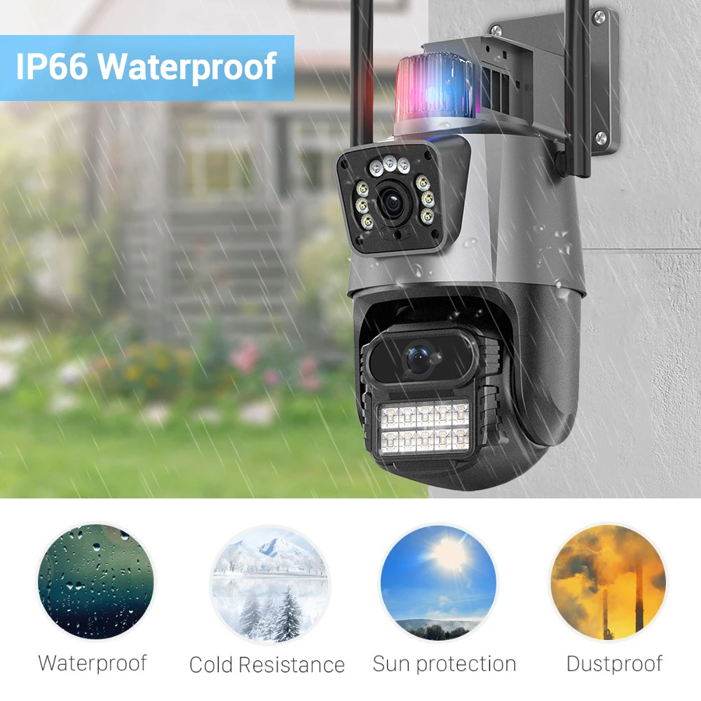 4K 8MP WiFi PTZ Surveillance Dual lens Dual Screen Camera Outdoor IP66 Waterproof 4MP AI Human Detect Security Video ICSEE APP 6