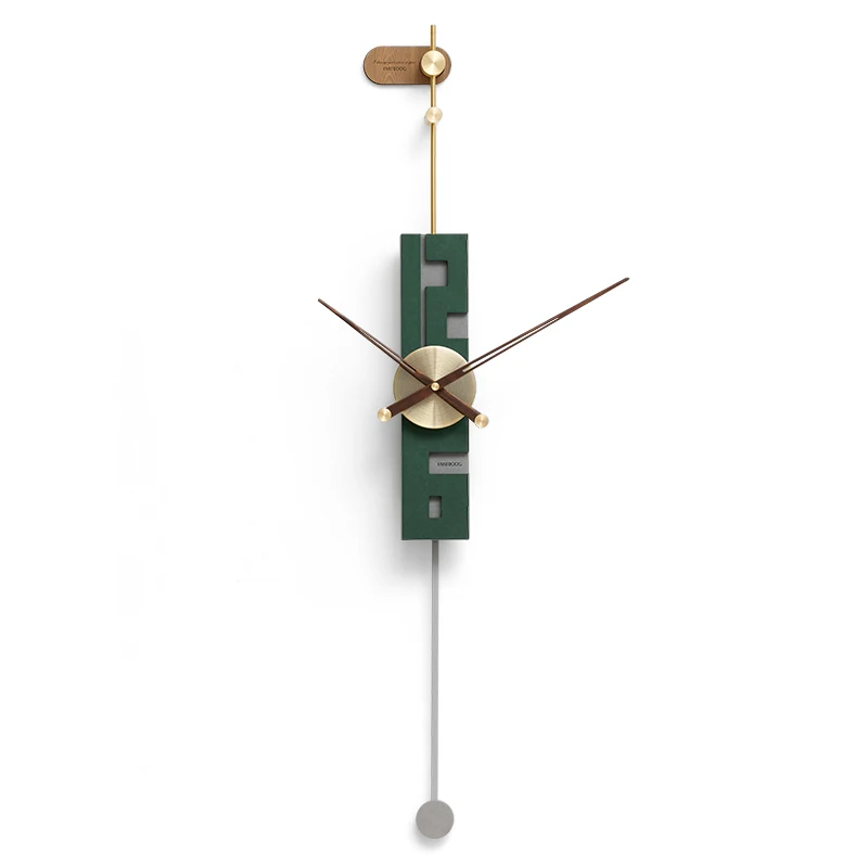 Large Pure Copper slim Pendulum Wall Clock Color:green