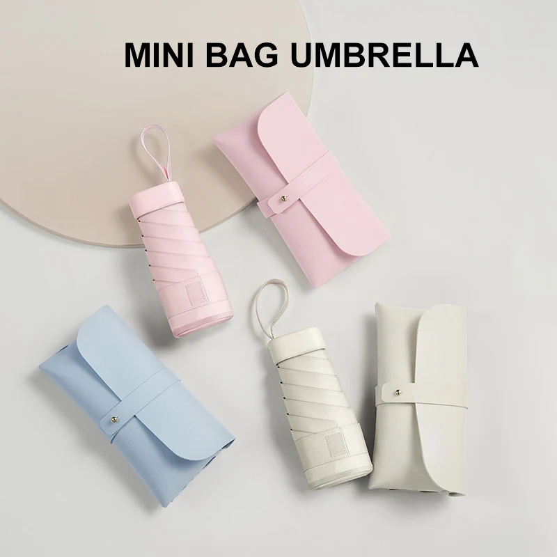 UPF50+ Mini Folding Umbrella Vinyl Small Sun Shade Umbrella Pocket Rain Travel Ultraviolet Protection Capsule Parasol