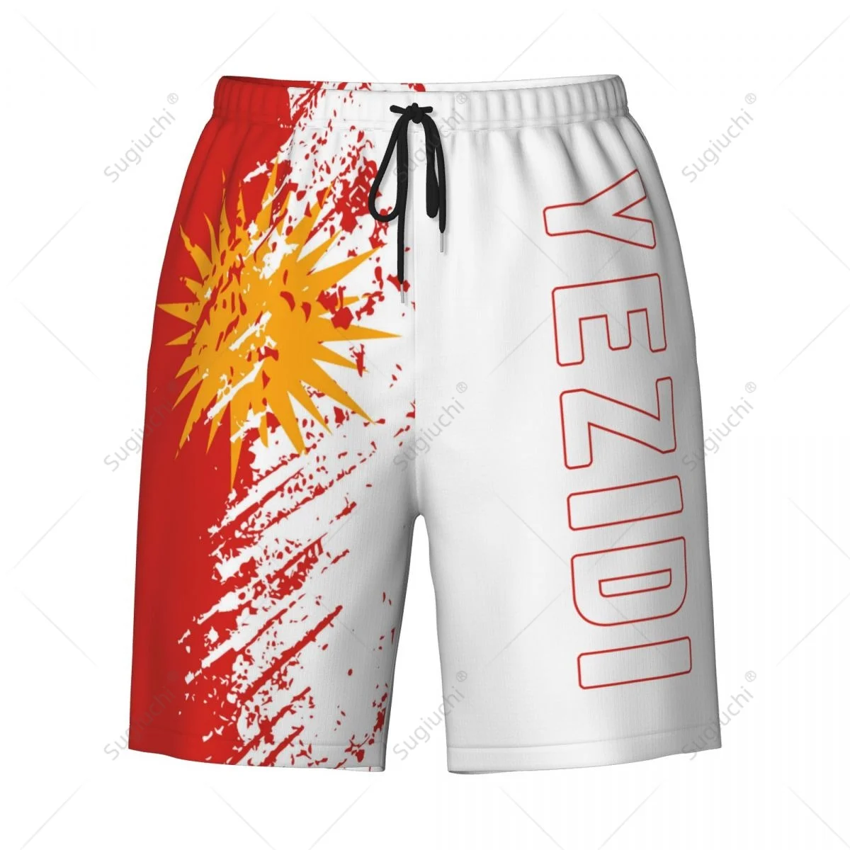 Men's Yezidi Flag Beach Pants Board Shorts Surfing Boys Soccer Cycling Swimwear Running Polyester 3