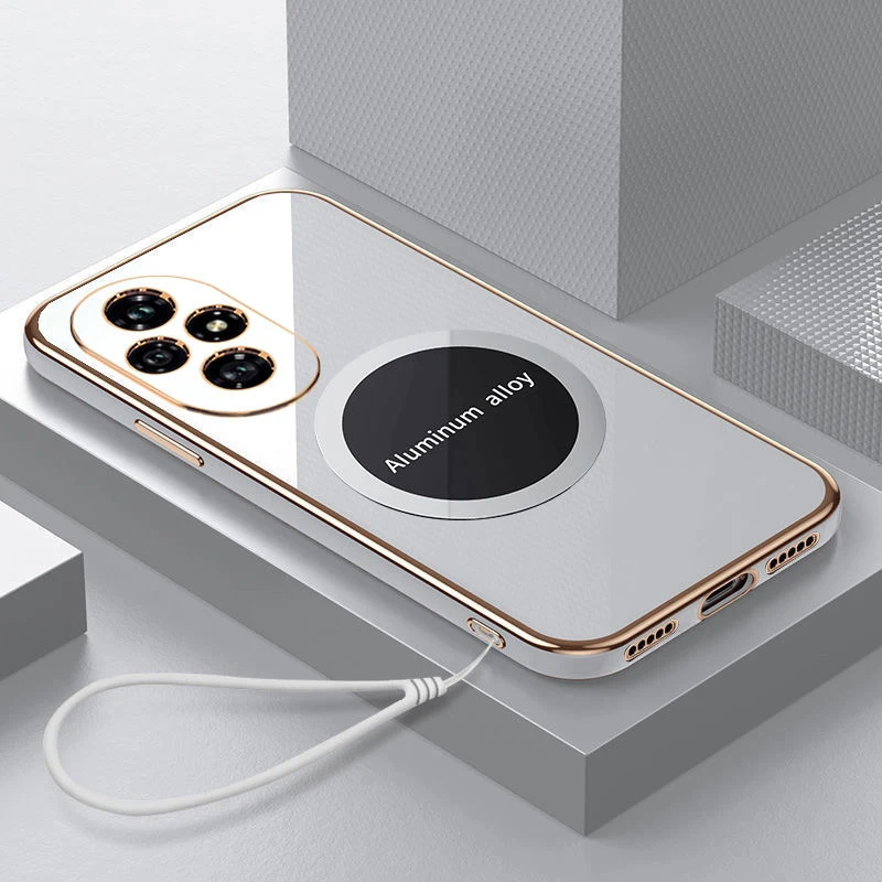Luxury Magnetic Attraction Shockproof Silicone Back Cover in Elegant Square Plating Design