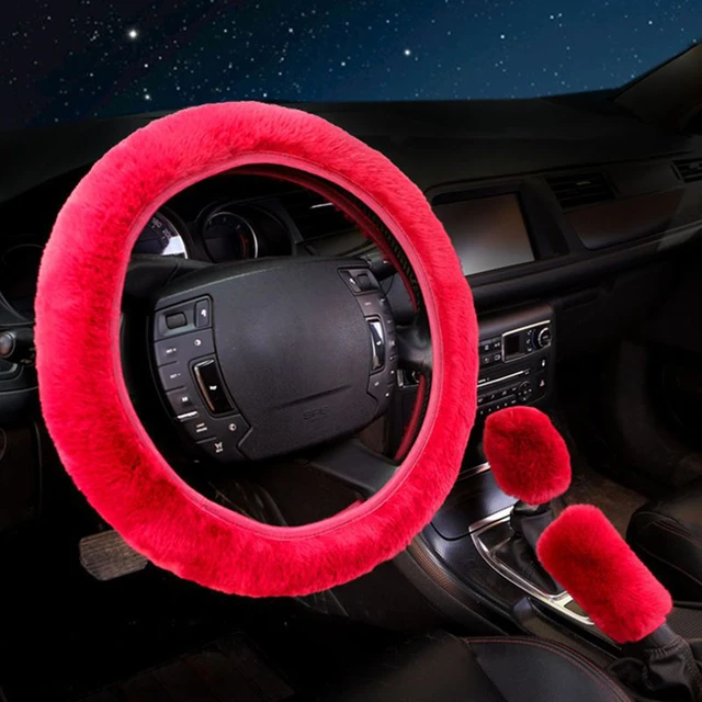 3pcs/set Car Steering Wheel Cover Gearshift Handbrake Cover