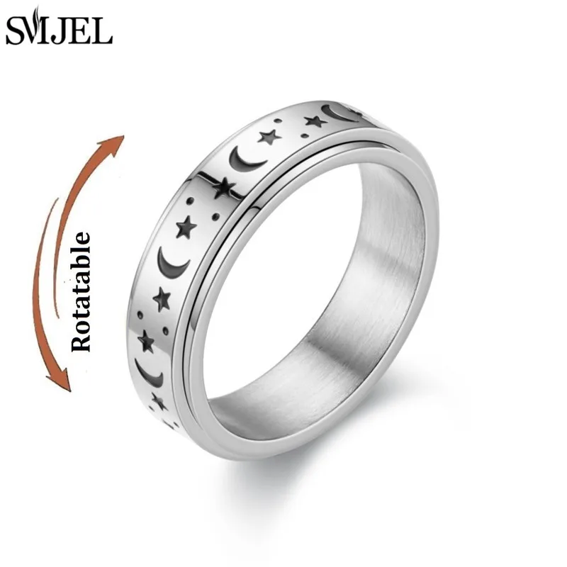 Rose Gold Edelstahl Angst Ring Frauen Männer Fidgets Spinner Ringe Verlobung Bands Silber Farbe Mode Schmuck 8/6mm – Detail 37