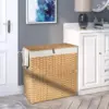 Imitation Rattan Folding Bedroom Living Room Household Cover Dirty Clothes With Double Compartments Toy Storage laundry Basket G 2