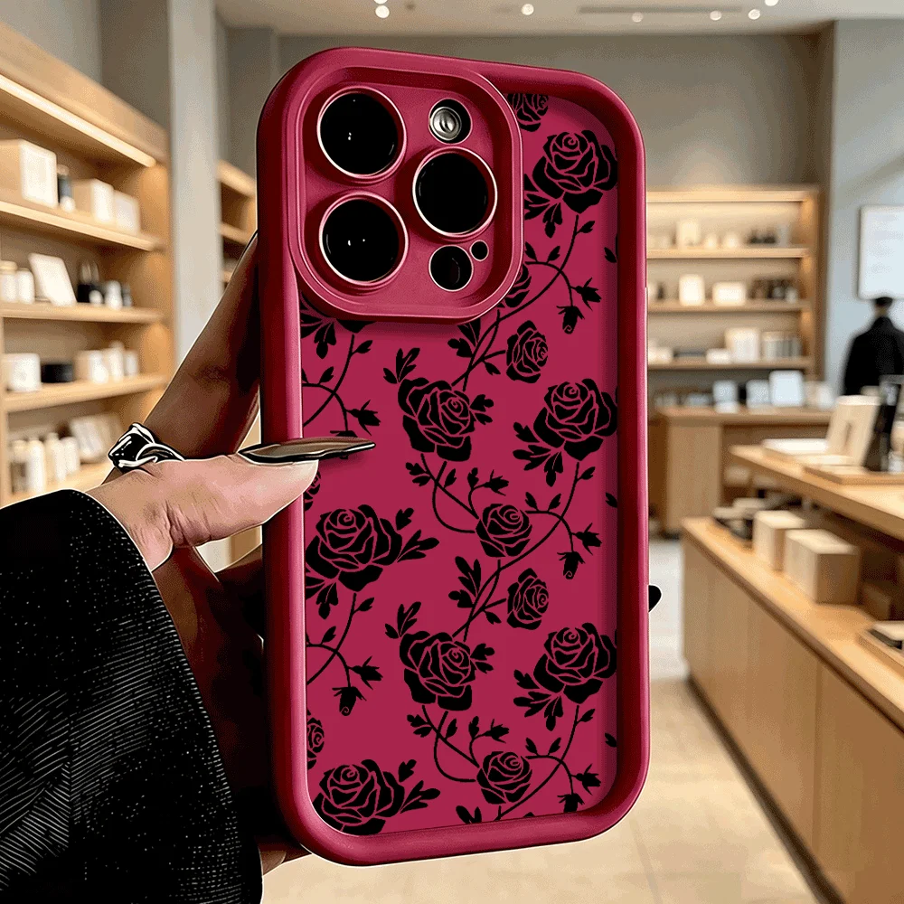 Black Rose Vines Anti-Drop Protective Phone Case Cover