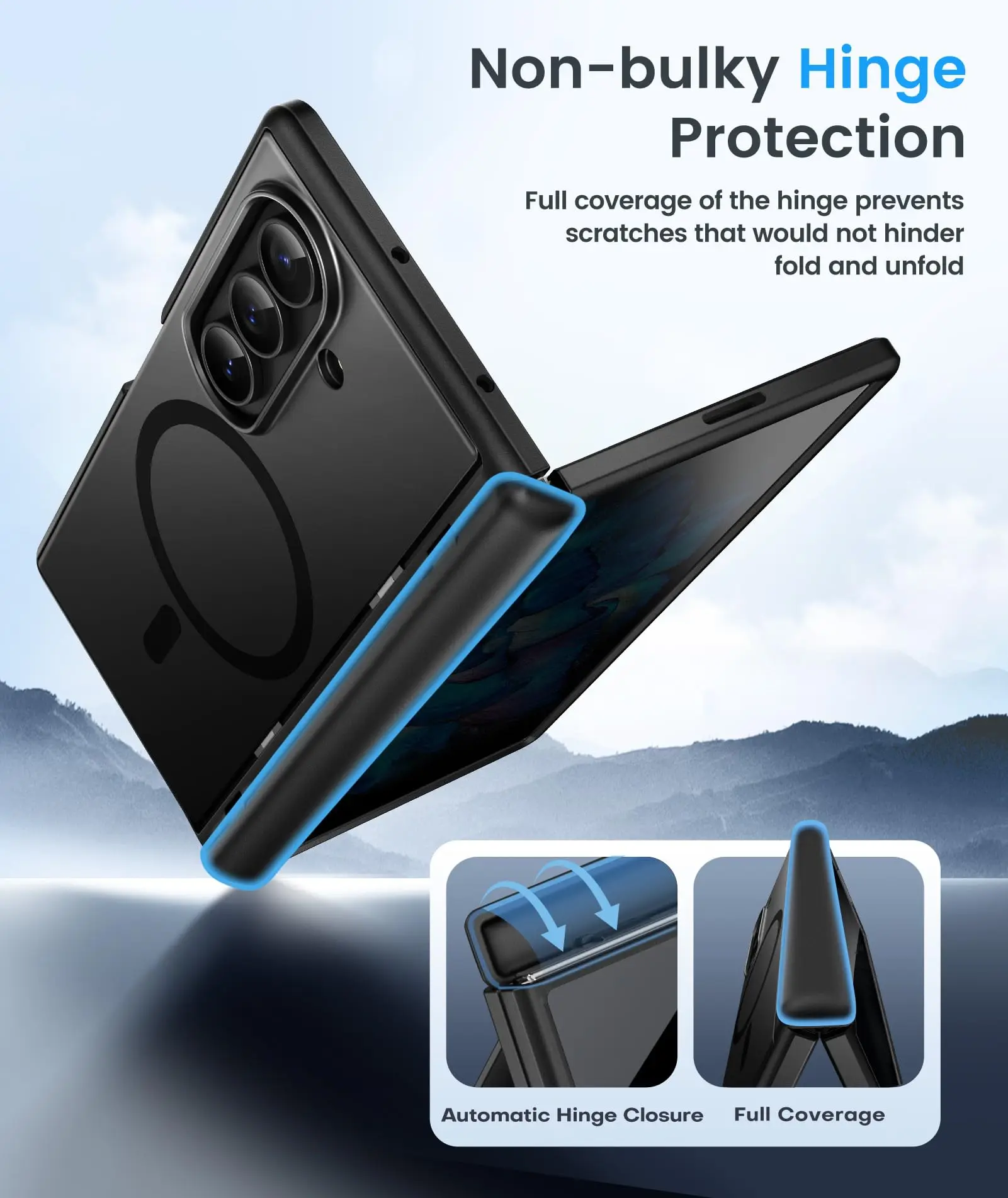 Magnetic Phone Case with Kickstand & Built-in Privacy Screen Protector - Military Grade Shockproof Protection