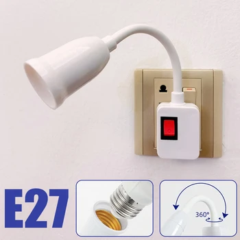 EU 영국 미국 플러그-E27 램프 베이스 변환 LED 조명 벽 유연한 램프 거치대 컨버터, 스위치 LED 헤드 전구 소켓 20cm
