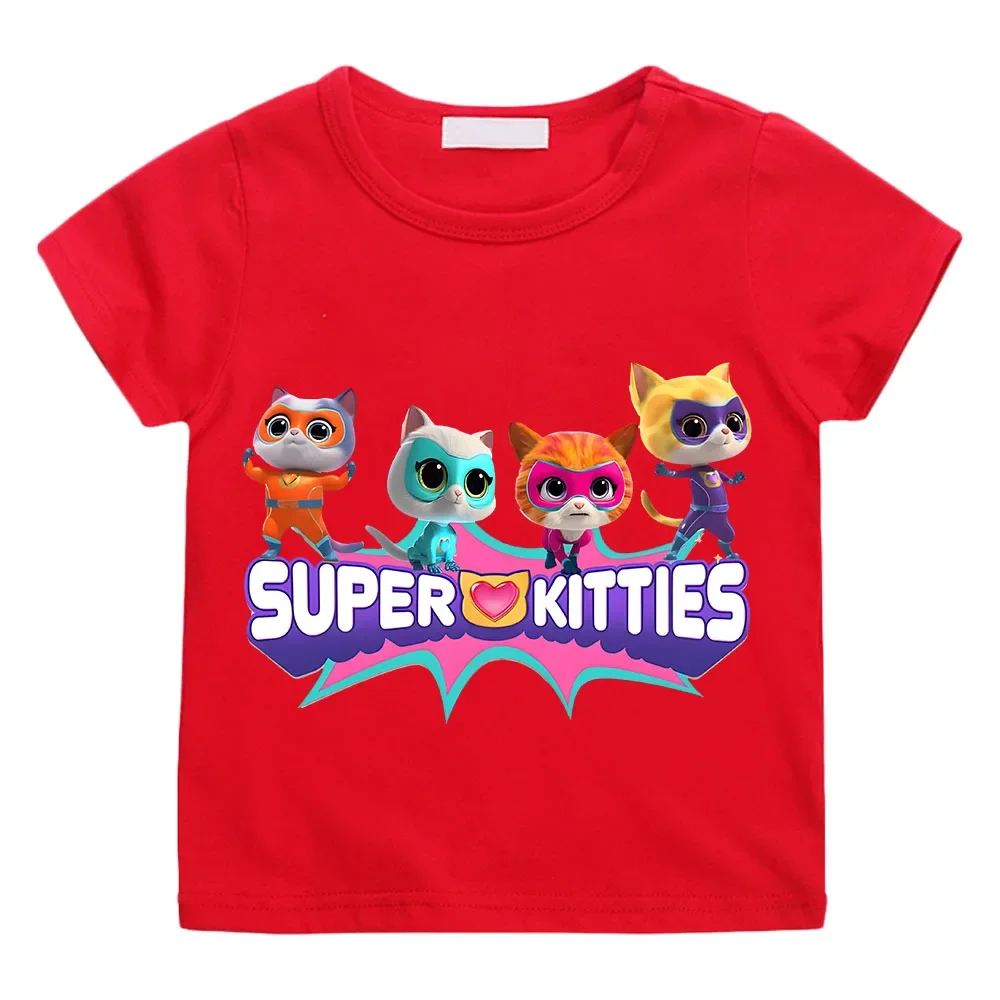 SuperKitties cartoon printed summer 100% pure cotton short sleeved casual top 3