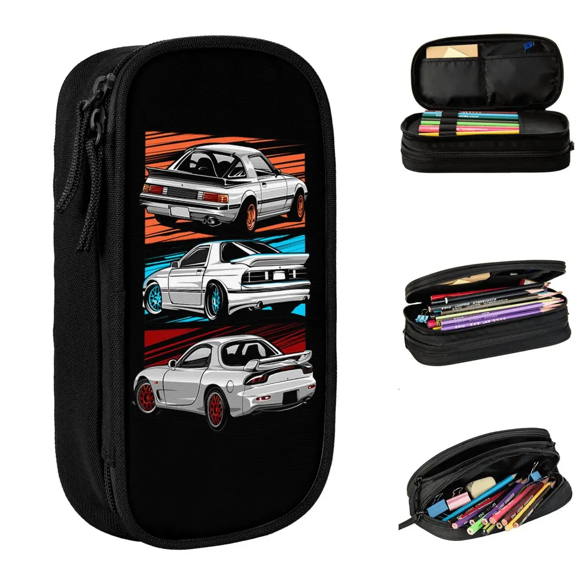 

Classic Japanese JDM Pencil Case Drift RX7 Pencil Box Pen Kids Big Capacity Pencil Bags School Supplies Gifts Stationery