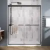 Shower Door，Royal Guard 44-48" W x 70" H Semi-Frameless Double Sliding Glass  SGCC Tempered Glass，Bypass Shower ，Matte Black 2
