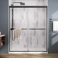 Shower Door，Royal Guard 44-48" W x 70" H Semi-Frameless Double Sliding Glass  SGCC Tempered Glass，Bypass Shower ，Matte Black 2