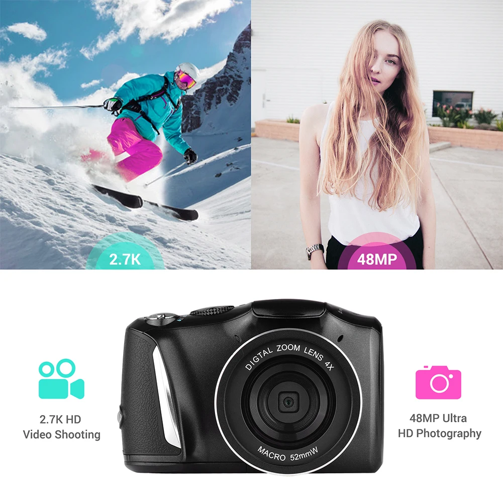 2021 48 Million Pixel Digitial Camera 2.7K HD Mirrorless Digital Camera WIFI Camera for Kids Girls Gift Max 128g digital camera for beginners