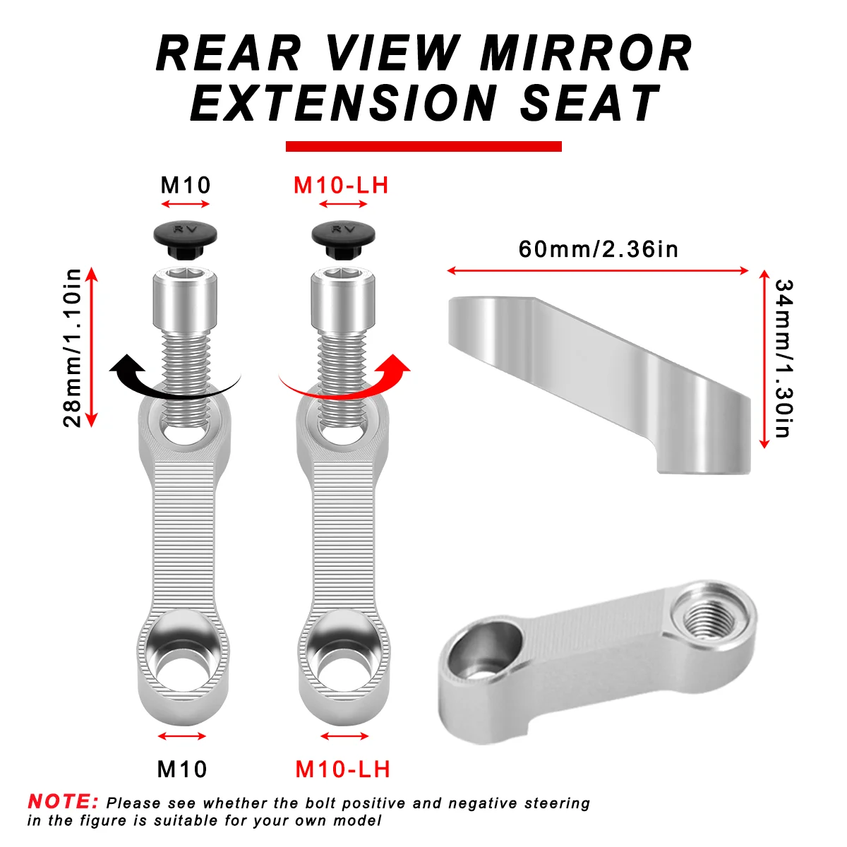 Motorcycle Mirror Motorcycle Mirrors Motorcycle Rearview Mirrors Extension Riser Extend Adapter Mirror Extender Adapters Riser Supplies Rear View Base