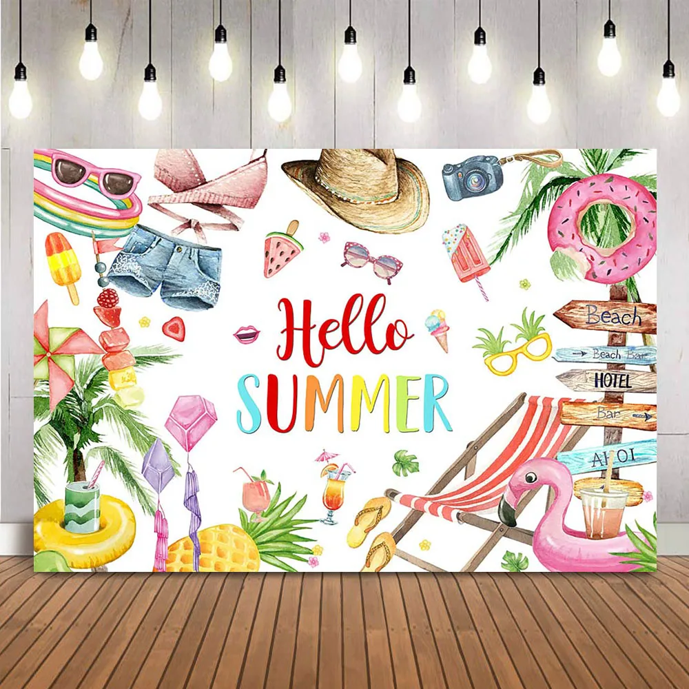 

Summer Holiday Tropical Background Hawail Beach Theme Party Decoration Banner Poor Party Backdrop Supplies