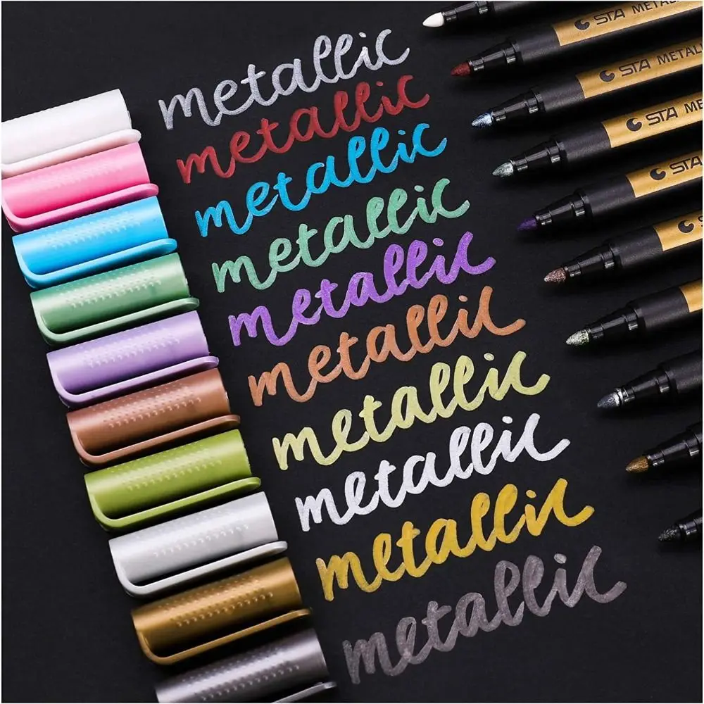 10 Colors Metallic Marker Waterproof Permanent Paint Pen DIY Manga Drawing Pens Water-based Color Pens Photo Album Writing Pen