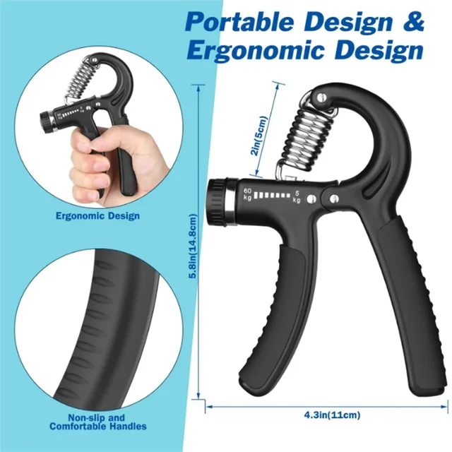 Counting Grip Strength Tester, Hand Trainer, Professional Wrist Strength Tester, 5-60KG Adjustable 3