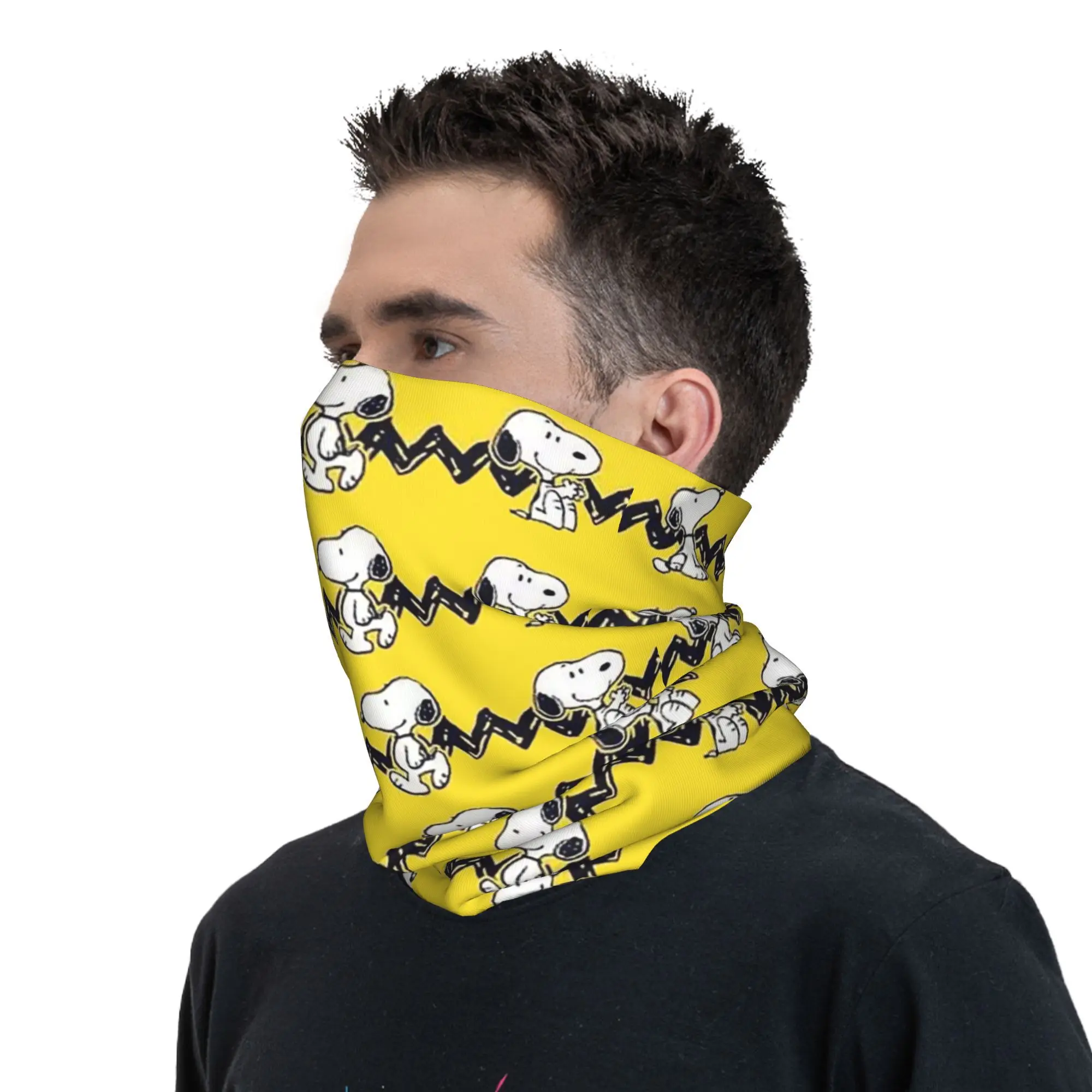 Snoopys Cartoon Bandana Neck Gaiter Windproof Face Scarf Cover Women Men Headband Tube Balaclava cycling bandana,neck wrap,neck gaiter,bandana neck cover,headband tube