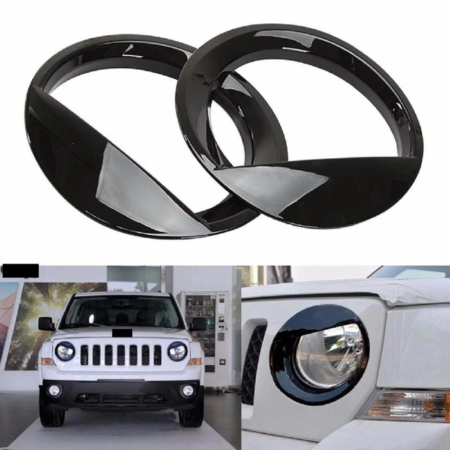 2 Pcs Front Headlight Cover Trim Frame Chrome & Black Angry Eyes